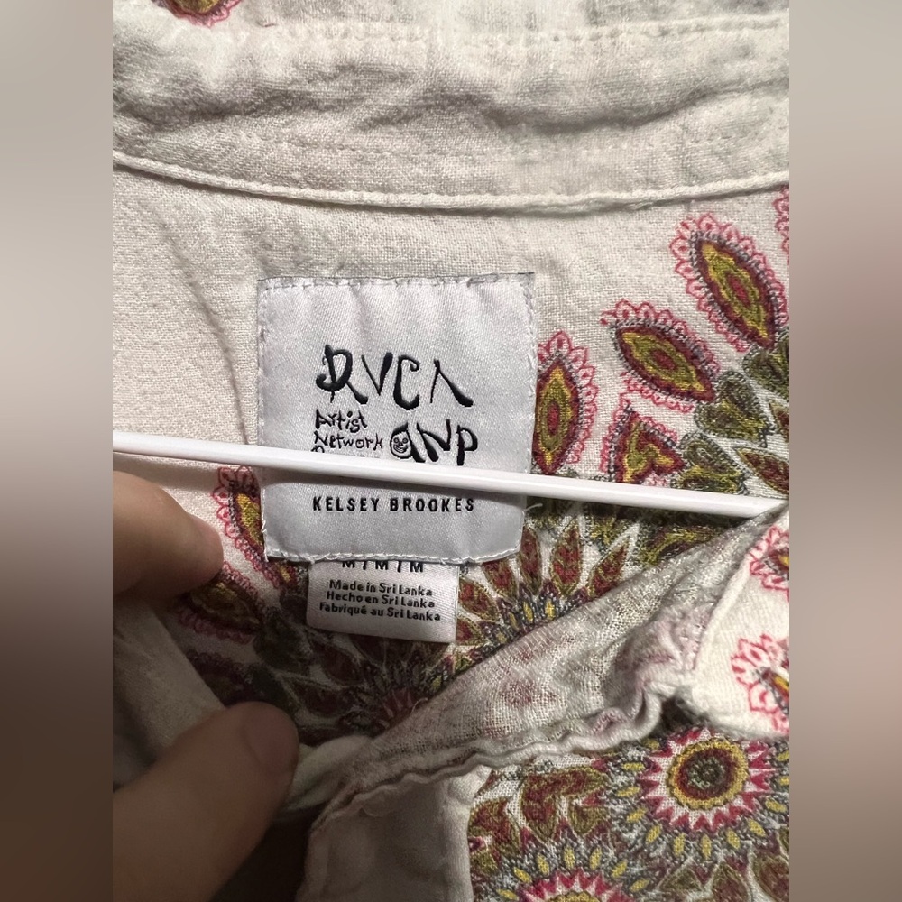RVCA Men's Cream and Brown Patterned Shirt - Picture 2 of 3